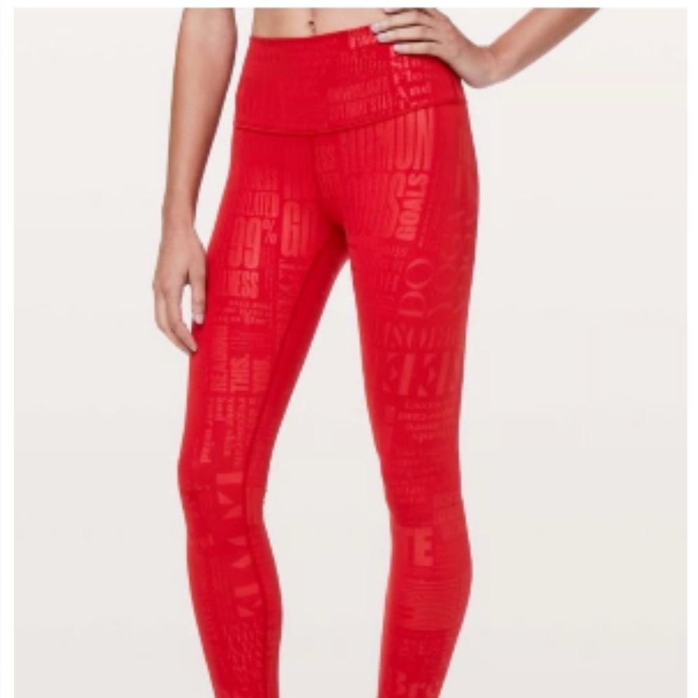NWOT Lululemon athletica wunder under leggings - manifesto foil red
